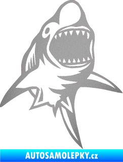 Samolepka Žralok 011 pravá stříbrná metalíza