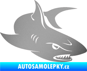 Samolepka Žralok 012 pravá stříbrná metalíza