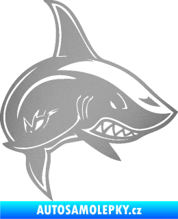 Samolepka Žralok 013 pravá stříbrná metalíza