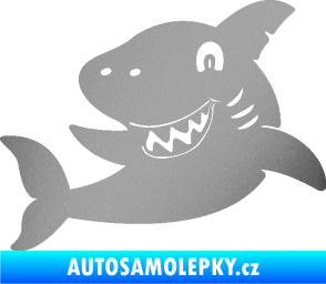 Samolepka Žralok 019 levá stříbrná metalíza