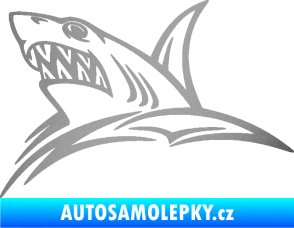 Samolepka Žralok 020 levá v moři stříbrná metalíza
