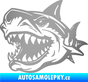 Samolepka Žralok 021 levá stříbrná metalíza