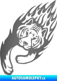 Samolepka Animal flames 015 levá tygr grafitová metalíza