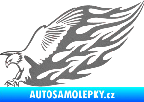 Samolepka Animal flames 029 levá orel grafitová metalíza