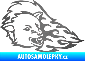 Samolepka Animal flames 036 pravá vlk grafitová metalíza