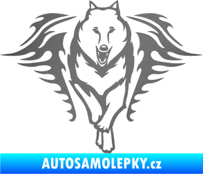 Samolepka Animal flames 039 pravá  vlk grafitová metalíza