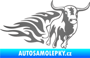 Samolepka Animal flames 057 pravá býk grafitová metalíza