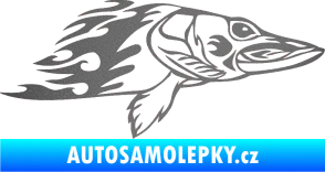 Samolepka Animal flames 074 pravá ryba grafitová metalíza