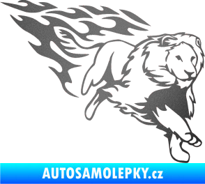 Samolepka Animal flames 087 pravá lev grafitová metalíza