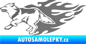 Samolepka Animal flames 090 levá vlk grafitová metalíza