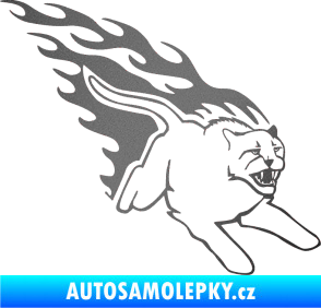 Samolepka Animal flames 096 pravá puma grafitová metalíza