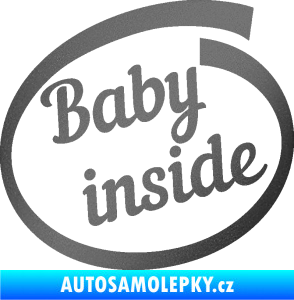 Samolepka Baby inside dítě v autě nápis grafitová metalíza