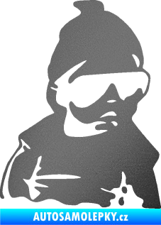 Samolepka Baby on board 002 pravá miminko s brýlemi grafitová metalíza