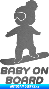 Samolepka Baby on board 009 levá snowboard grafitová metalíza