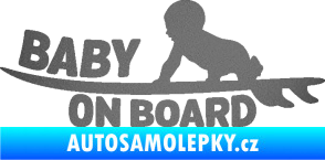 Samolepka Baby on board 010 levá surfing grafitová metalíza