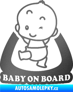 Samolepka Baby on board 011 levá s nápisem grafitová metalíza