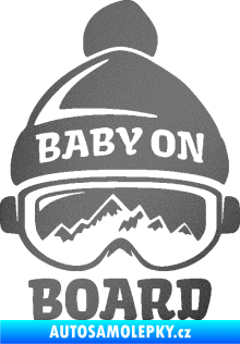 Samolepka Baby on board 012 levá na horách grafitová metalíza