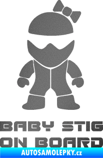 Samolepka Baby stig on board girl grafitová metalíza