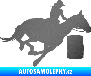 Samolepka Barrel racing 001 pravá cowgirl rodeo grafitová metalíza