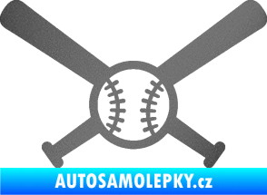 Samolepka Baseball míček a pálky grafitová metalíza