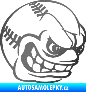 Samolepka Baseballový míček 001 pravá s obličejem grafitová metalíza