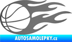 Samolepka Basketbalový míč 003 levá v plamenech  grafitová metalíza