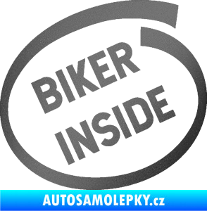 Samolepka Biker inside 005 nápis grafitová metalíza