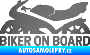 Samolepka Biker on board levá motorka grafitová metalíza