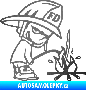 Samolepka Boy čůrá 004 hasič pravá grafitová metalíza