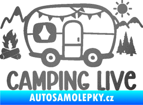Samolepka Camping live 001 levá cestování v karavanu grafitová metalíza