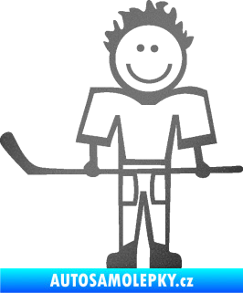 Samolepka Cartoon family kluk 002 levá hokejista grafitová metalíza