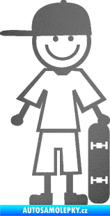 Samolepka Cartoon family kluk 003 pravá skateboardista grafitová metalíza