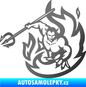 Samolepka Ďábel 002 levá s vidlemi grafitová metalíza