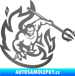 Samolepka Ďábel 002 pravá s vidlemi grafitová metalíza