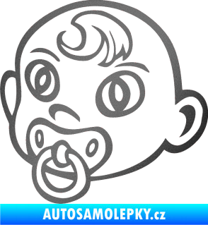 Samolepka Dítě v autě 005 levá miminko s dudlíkem hlavička grafitová metalíza