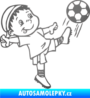 Samolepka Dítě v autě 022 pravá fotbalista s míčem grafitová metalíza