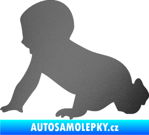 Samolepka Dítě v autě 025 levá miminko silueta grafitová metalíza