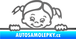 Samolepka Dítě v autě 030 levá malá slečna hlavička grafitová metalíza