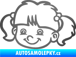 Samolepka Dítě v autě 035 levá holka hlavička grafitová metalíza
