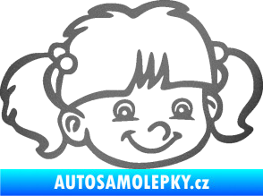 Samolepka Dítě v autě 035 pravá holka hlavička grafitová metalíza