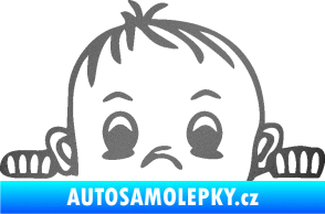 Samolepka Dítě v autě 045 levá chlapeček hlavička grafitová metalíza
