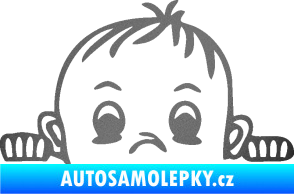 Samolepka Dítě v autě 045 pravá chlapeček hlavička grafitová metalíza