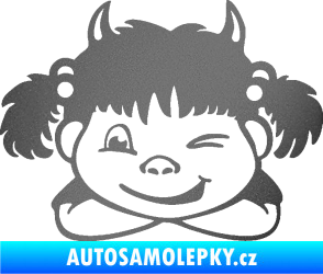 Samolepka Dítě v autě 056 levá holčička čertice grafitová metalíza