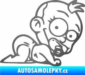 Samolepka Dítě v autě 067 pravá lezoucí miminko grafitová metalíza