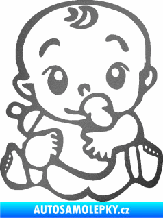 Samolepka Dítě v autě 069 levá mimčo s lahvičkou grafitová metalíza