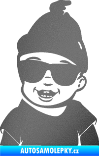 Samolepka Dítě v autě 081 levá chlapeček v brýlích grafitová metalíza