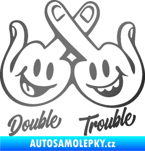 Samolepka Double trouble smajlíci f*ck grafitová metalíza