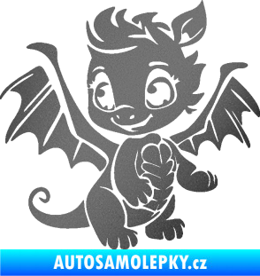 Samolepka Dragon 054 levá roztomilý dráček grafitová metalíza