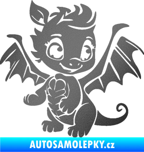 Samolepka Dragon 054 pravá roztomilý dráček grafitová metalíza