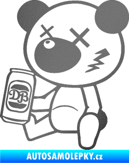 Samolepka Drunk bear 001 levá medvěd s plechovkou grafitová metalíza